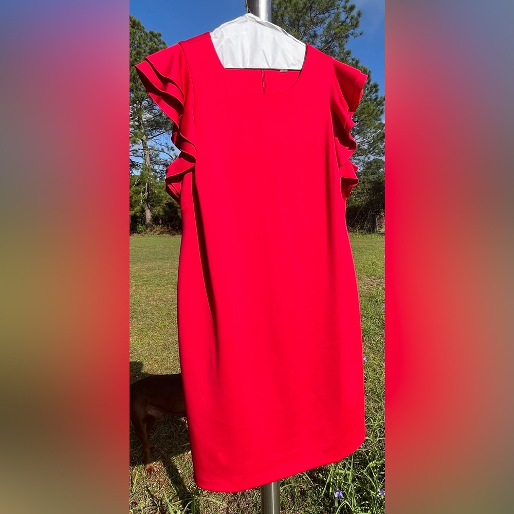 Tommy Hilfiger Elegant Red Ruffle Dress